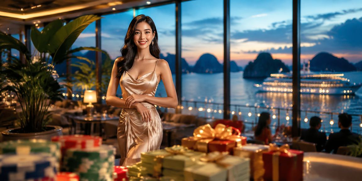 Khung cảnh Vịnh Hạ Long gợi nhớ không khí giải trí và du lịch Việt Nam
